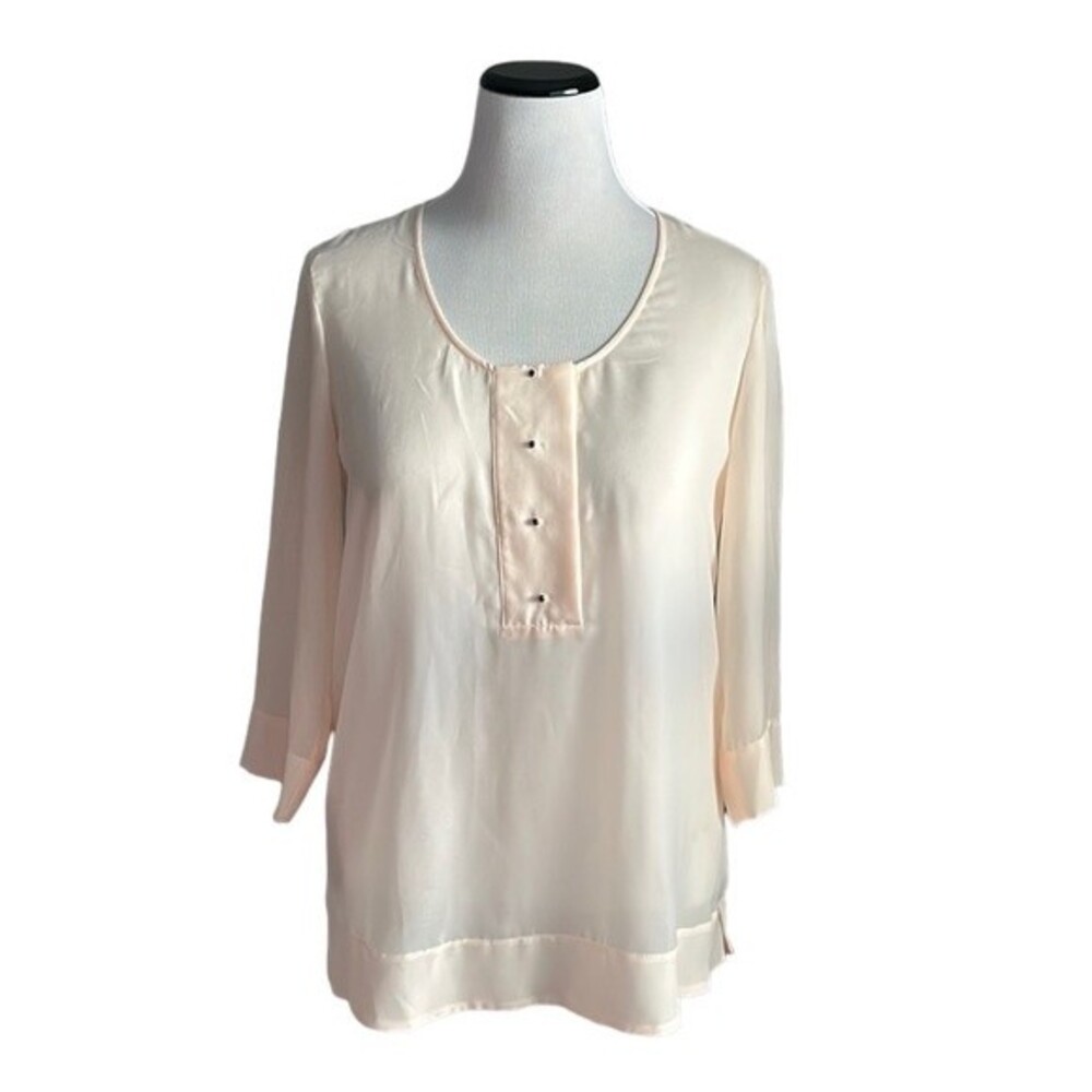 Soft Surroundings Sheer Light Peach Top Blouse 3/4 sleeve Size Small